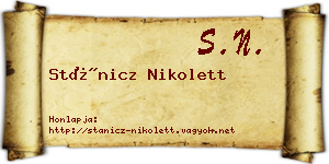 Stánicz Nikolett névjegykártya